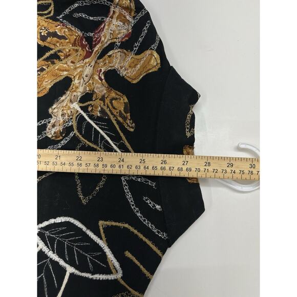 Laura Ashley Womens Jacket Size 2X Black Floral Patch Embroidered ButtonUp Denim - Picture 9 of 10